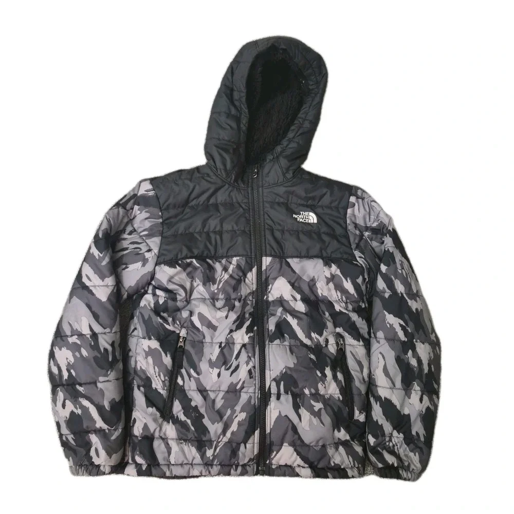 The North Face Boys Camo Reversible Fleece Puffer Jacket Size L (14/16)
